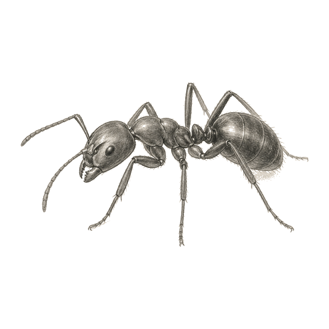 Pencil sketch of an ant.