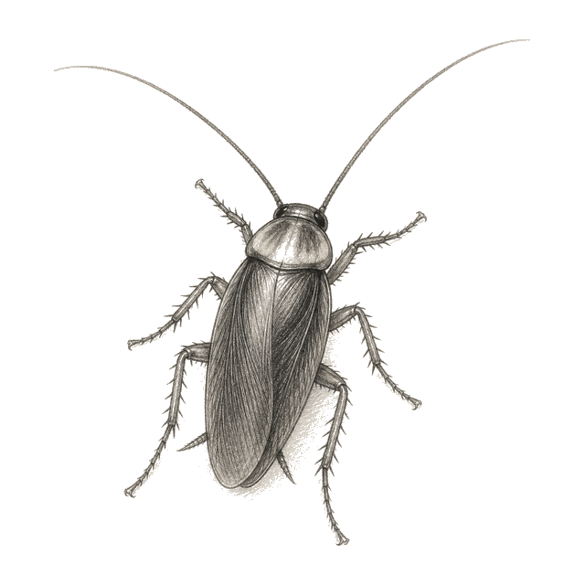 Pencil sketch of a cockroach.