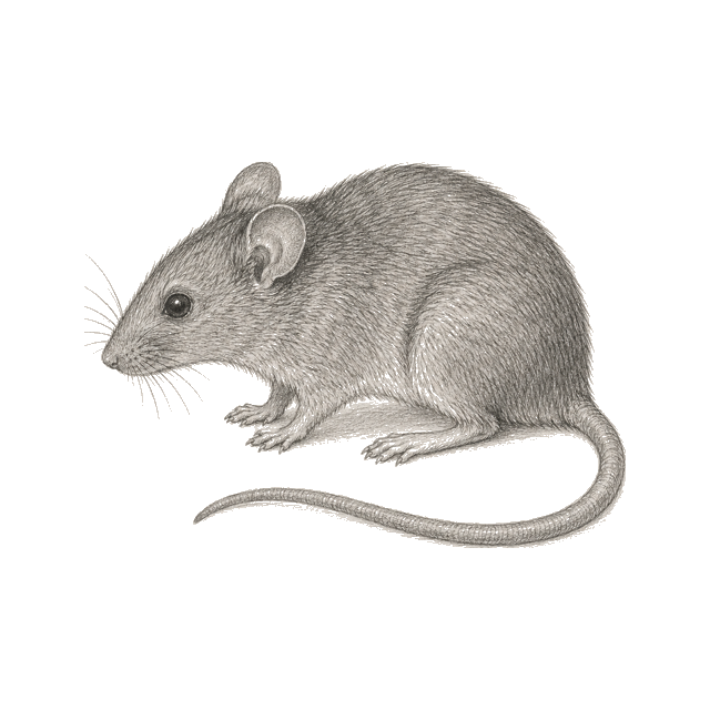 Pencil sketch of a mouse.