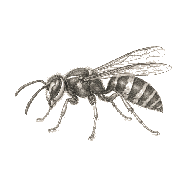 Pencil sketch of a wasp.